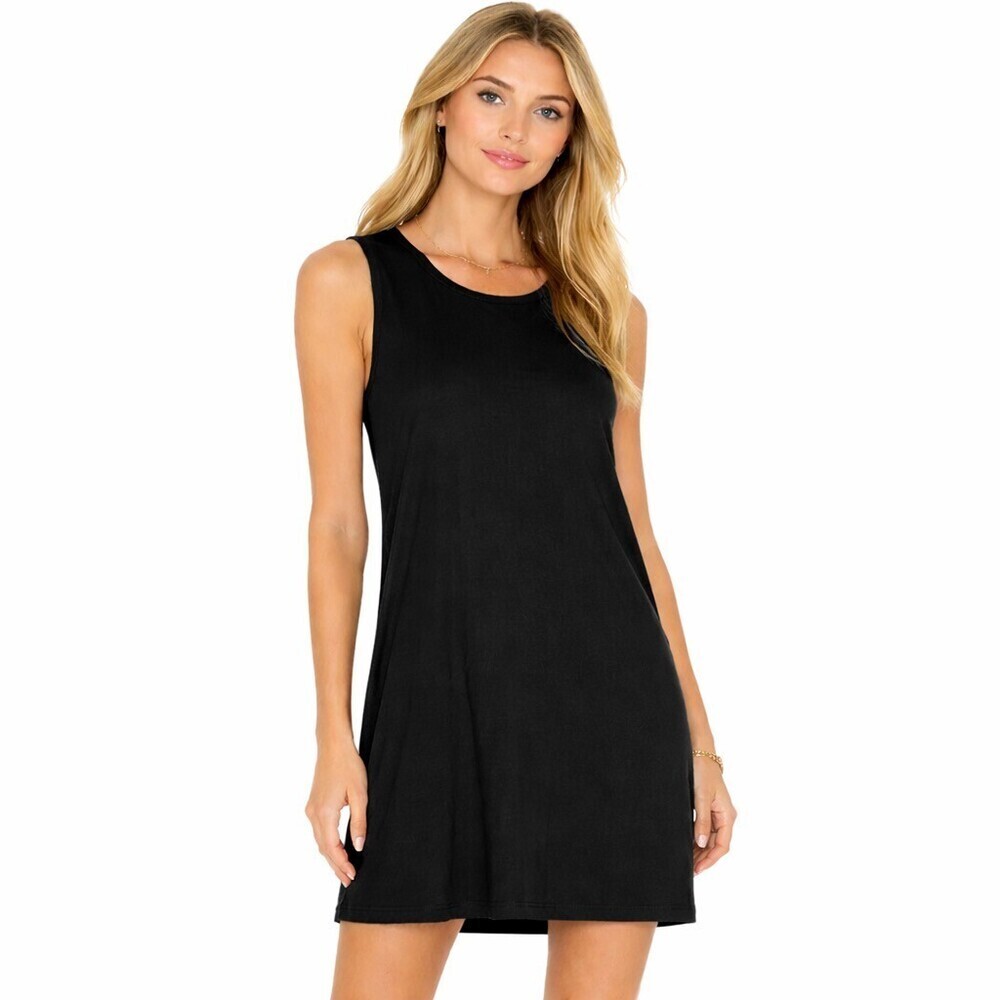 Michael Lauren black sleeveless t-shirt dress size Medium knit soft basic